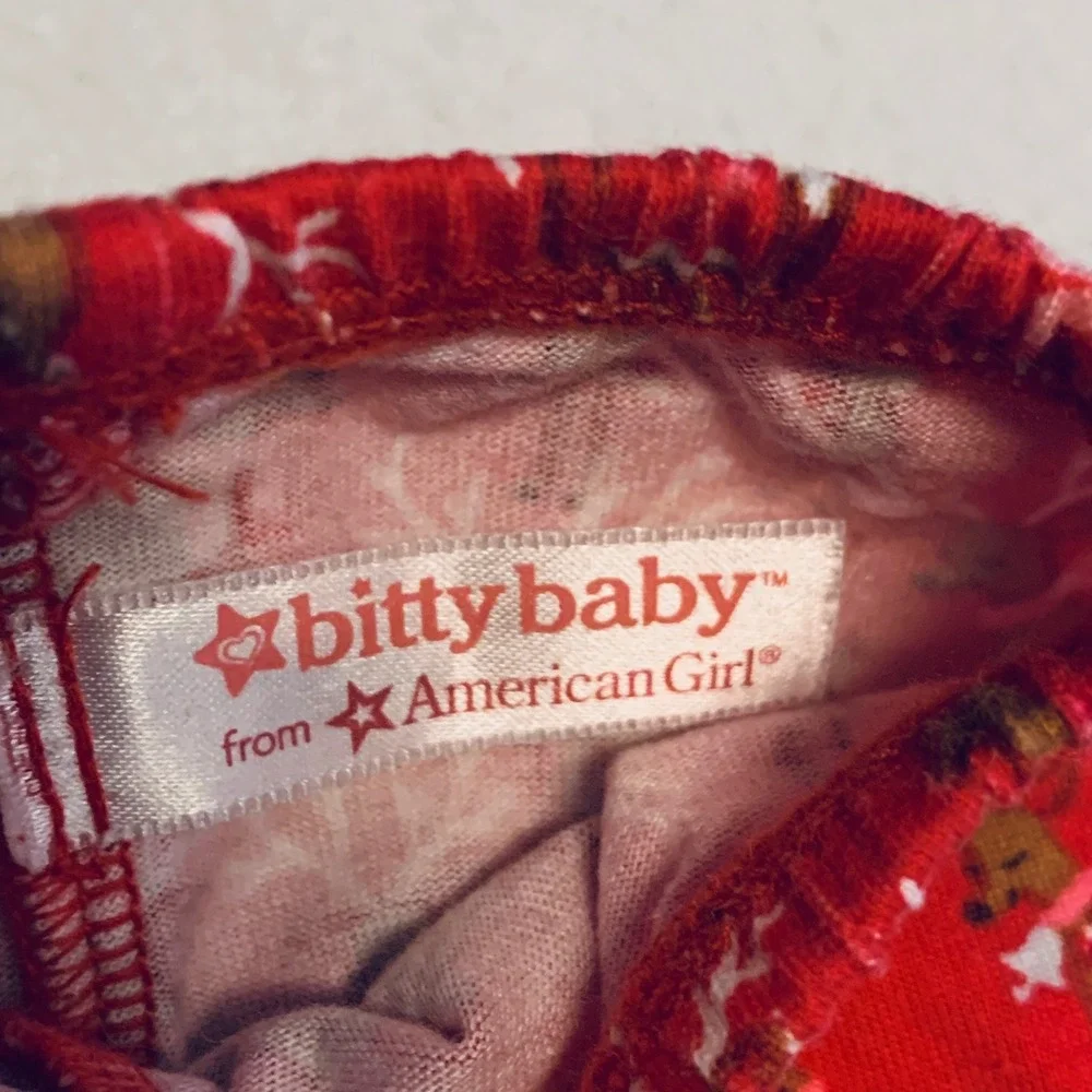 Bitty Baby Doll Pajama Pants Red Festive Reindeer Holiday Print American Girl‎